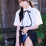 村雨芙美「みんなには内緒ね」!制服スカートをまくり上げスク水を大胆披露!