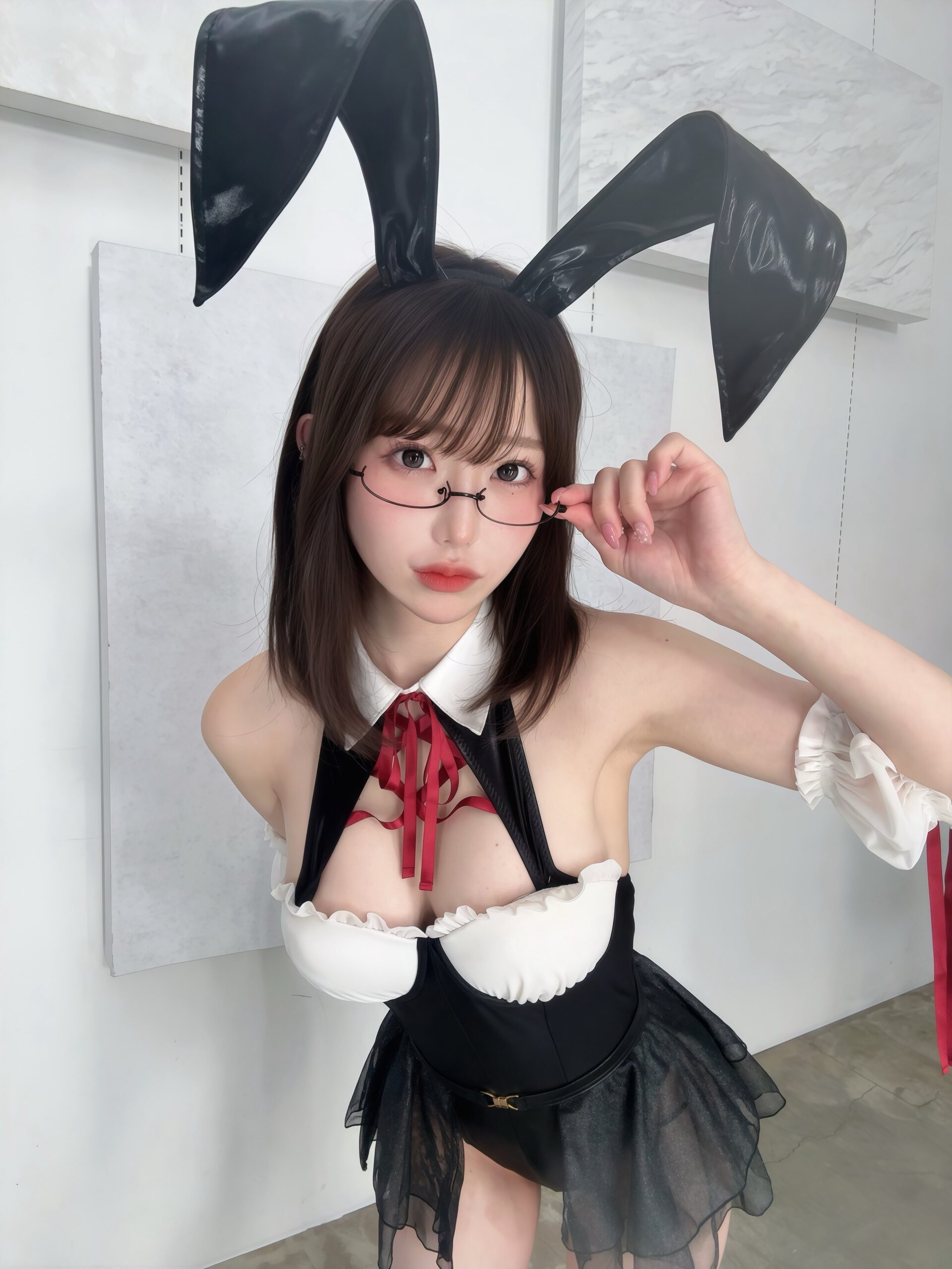 「撮影会ありがとうございました🐰🖤🗝」 桃田うた、眼鏡×漆黒バニーの至高スタイルで魅せる、圧倒的な透明感と「究極の知性美」の衝撃!