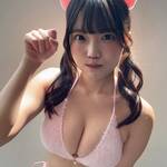 「猫パンチ3秒前🥊🐱」 榛名うい、桃色ふわふわビキニ×純白猫耳で魅せる、圧倒的な透明感と「究極の接近戦」の衝撃！