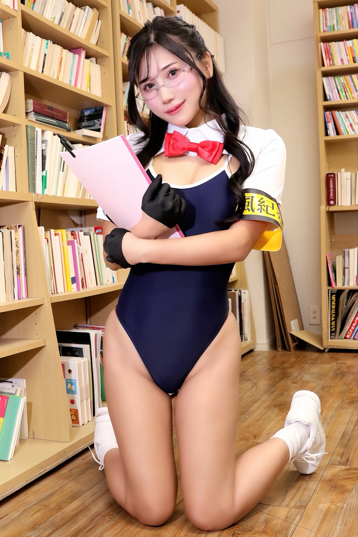 「風紀部です！*✧(￣^￣ゞ」 朝比奈りる、紺色の至高競泳ハイレグ×眼鏡スタイルで魅せる、圧倒的な透明感と「究極の股関節ライン」の衝撃！